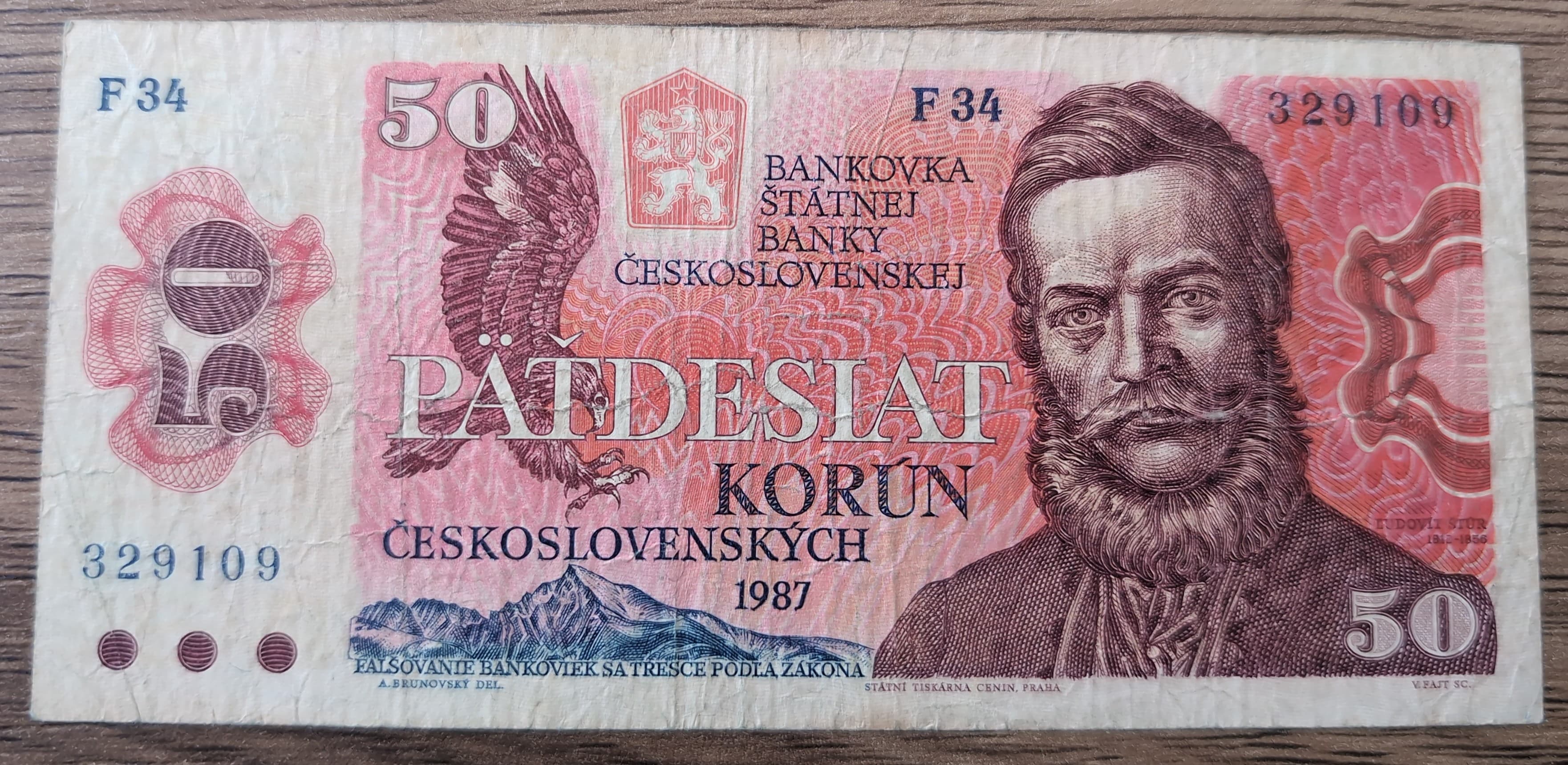Billet ancien Tchécoslovaquie 50 Korun 1987
