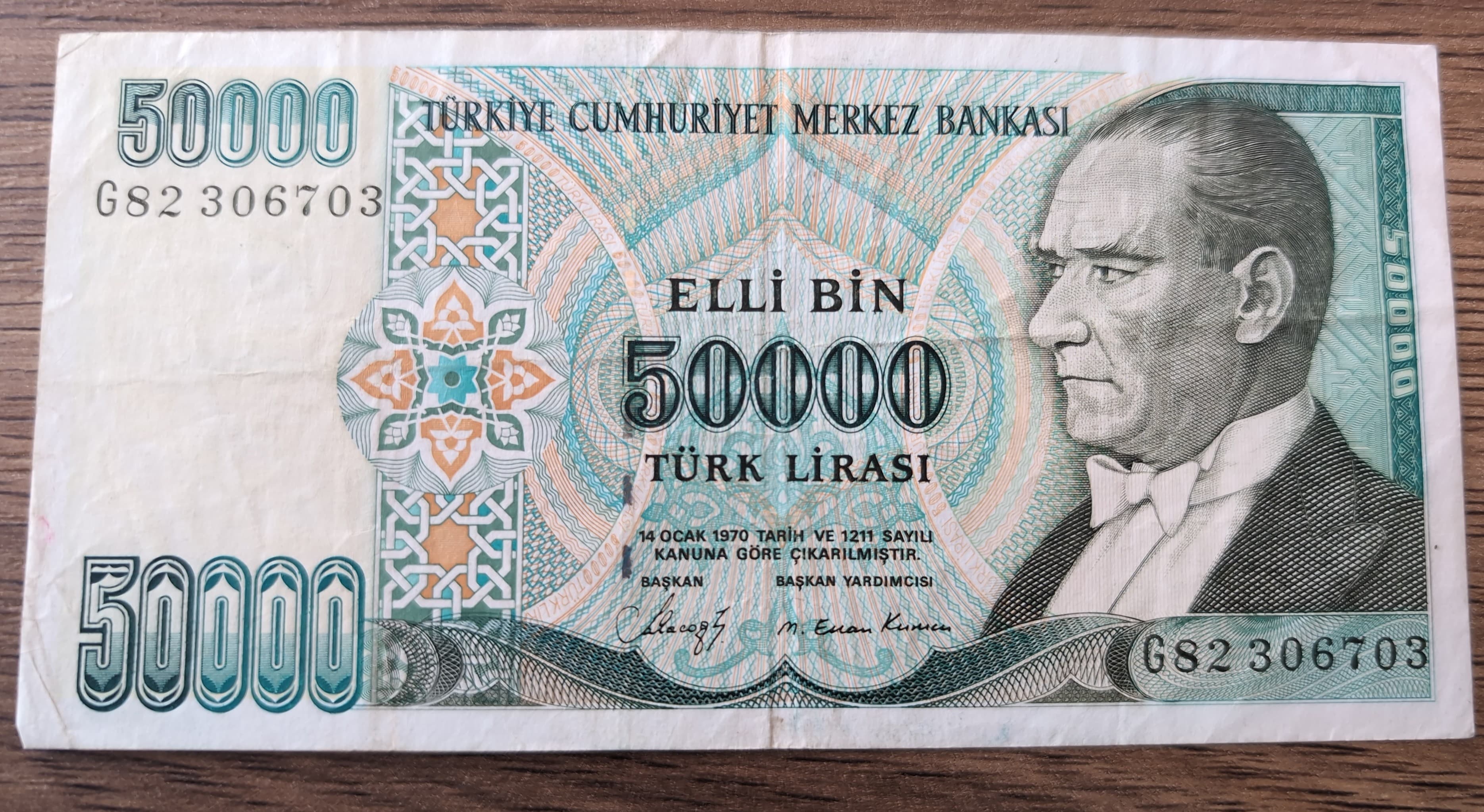 Billet Turquie 50 000 Türk Lirası 1989