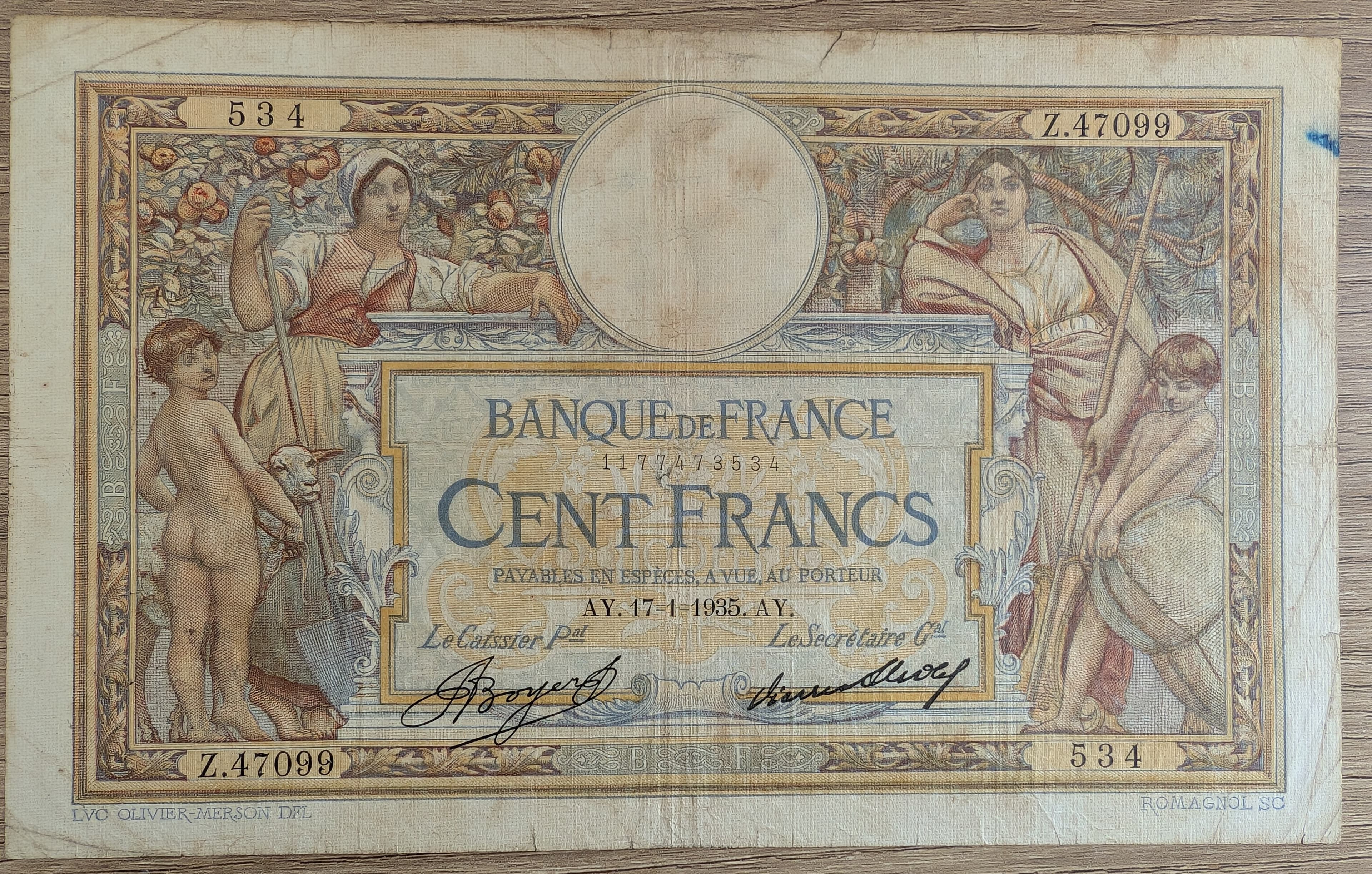 France 100 Francs 1935 – Luc Olivier Merson